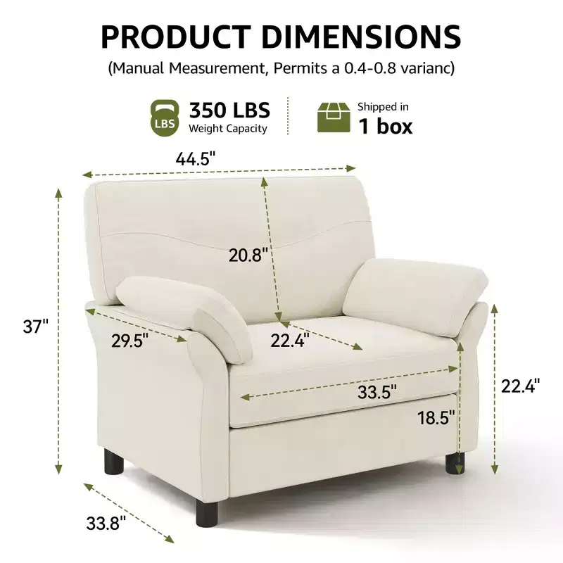 Dyonery 44.5 Oversized Accent Chair,Comfy Chenille Extra Large Single Sofa Reading Chair for Living Room,Bedroom,Apartment,Tool-Free Assembly