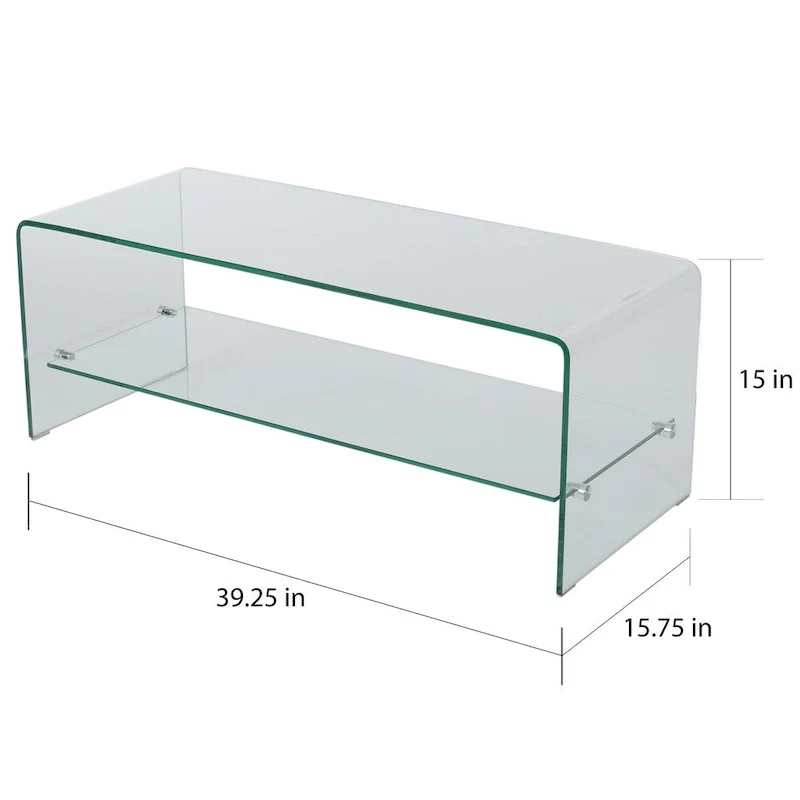 Glass Entertainment TV Console Stand with Shelf