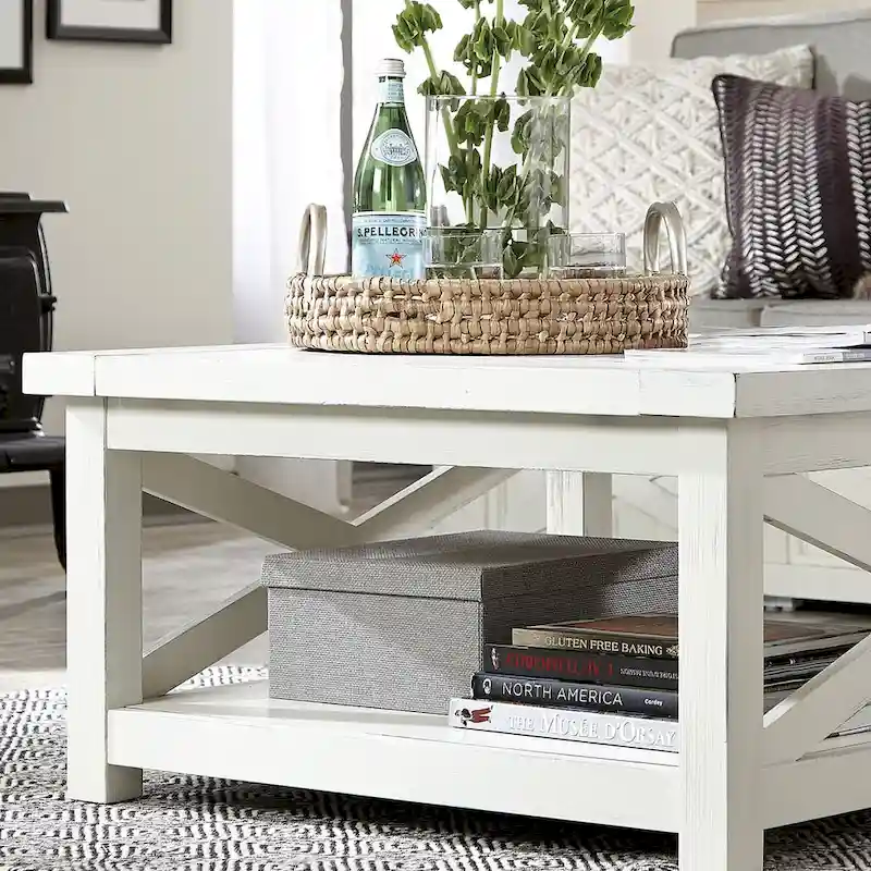 Seaside Lodge Off-White Weathered Finish Coffee Table by Homestyles