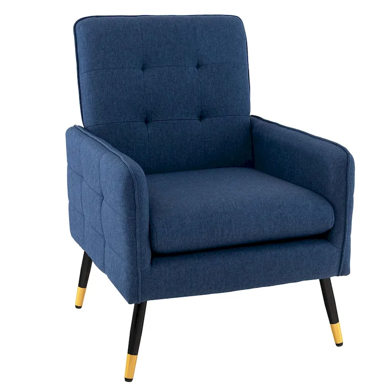 Linen Fabric Accent Chair Modern Single Sofa Chair with Solid - See Details