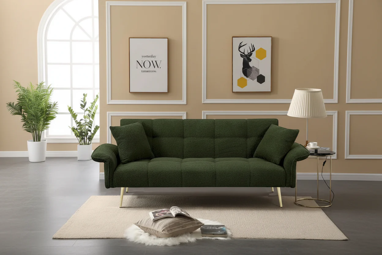 Convertible Double Sofa Bed with Folding Armrests - 31.10 x 70.00 x 31.49