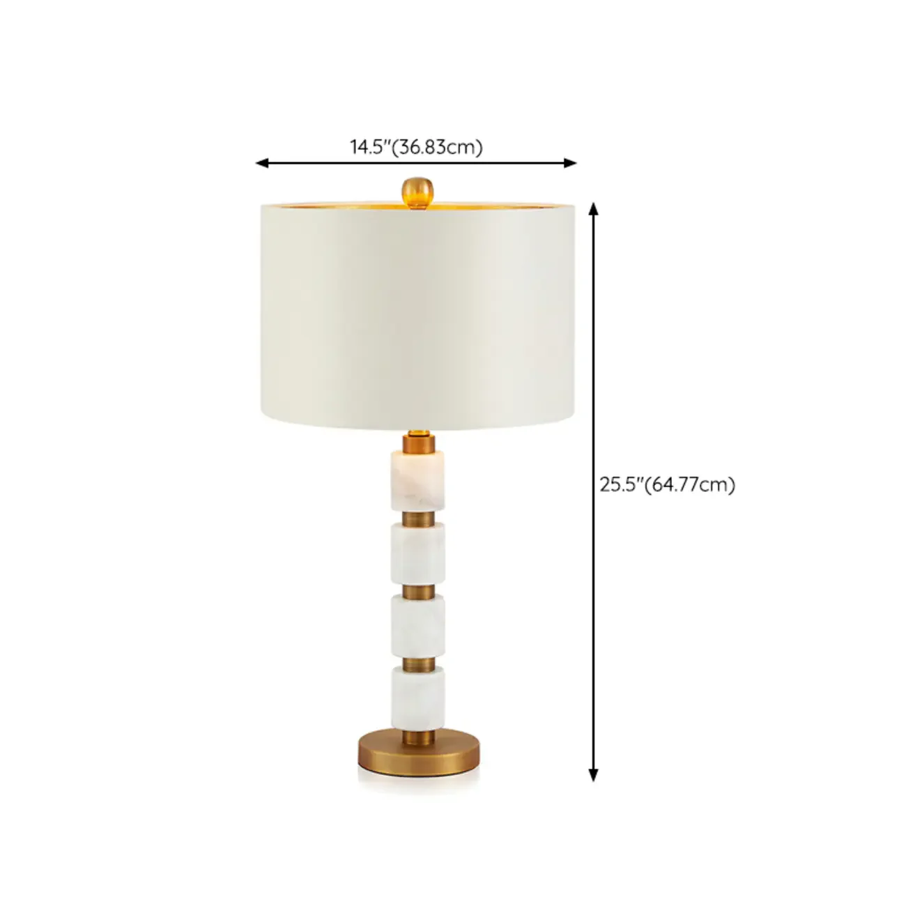 Elegant White Noble Stone Fabric Task Table Lamp