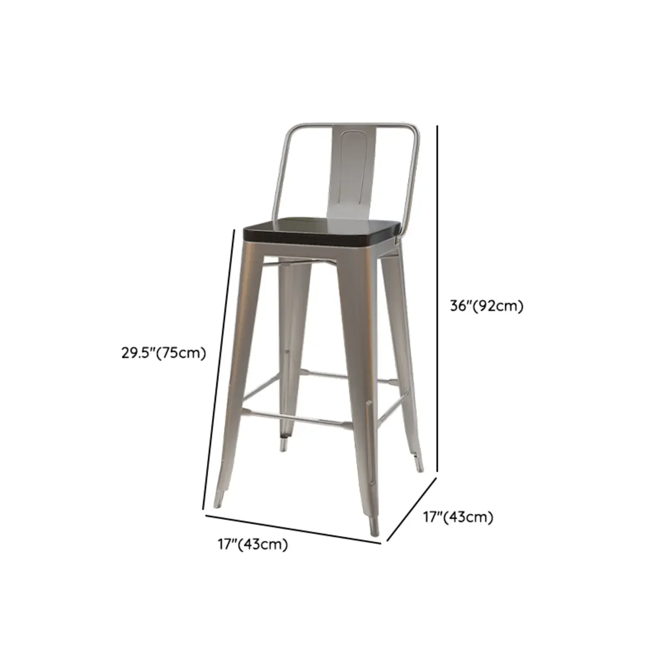 Steampunk Midnight Black Bar Table Set with Backless Stools