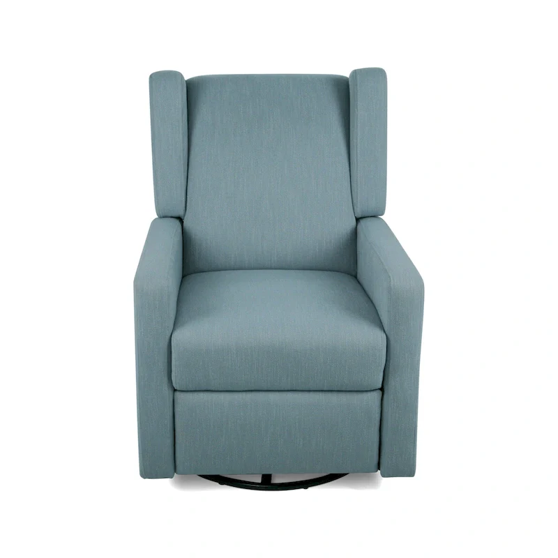 Dusty Blue / Charcoal / Blush / Beige & Black Wingback Swivel Recliner – Single