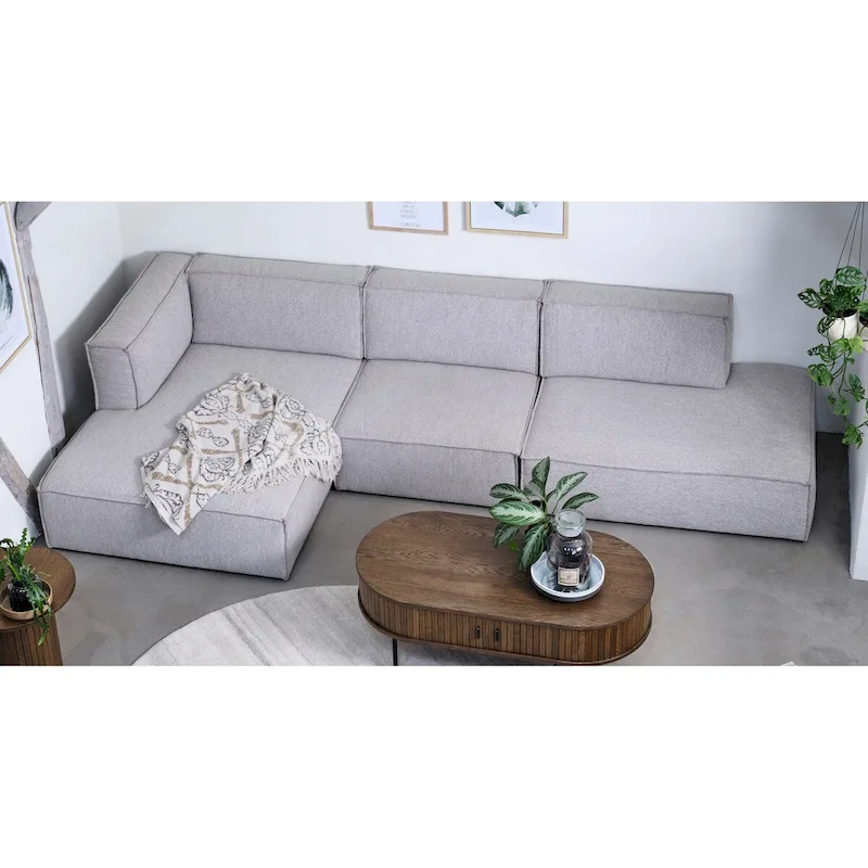 Deep Seat Modular Chaise Sectional Sofa 3-Piece Living Room