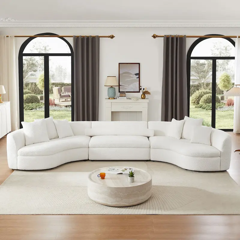 Oversized Modern 3 Pieces Curved Upholstered Sofa Ultimate Comfort 6-8 Seater Couches for Living Room, Office
