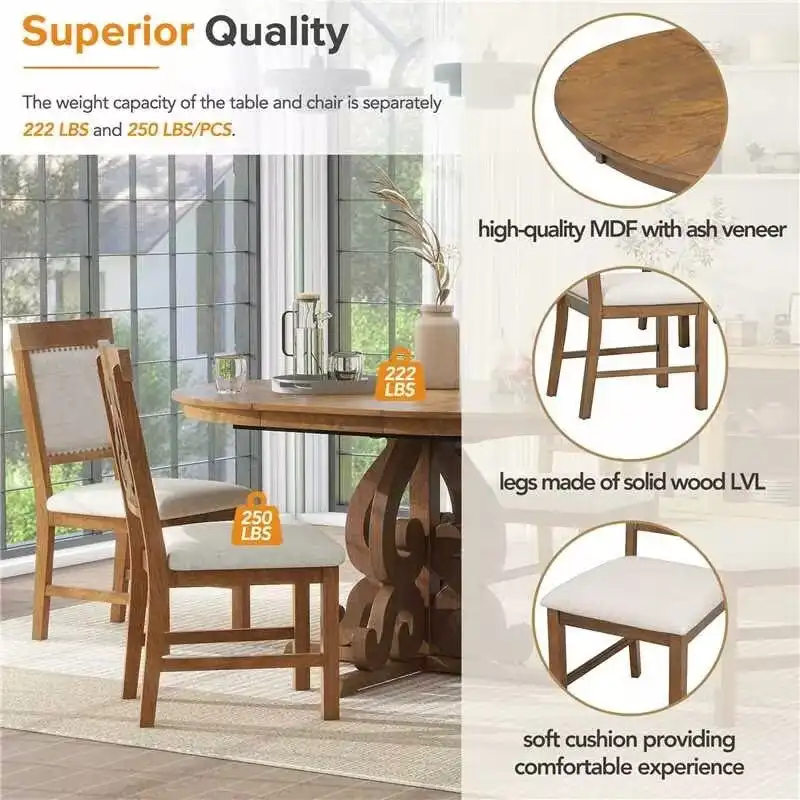 5-Piece Retro Functional Dining Set 1 Extendable Table