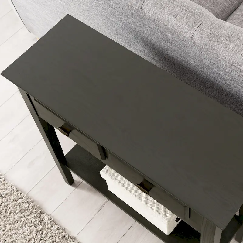 Solid Ash Wood Console Table with 2 Drawers & Open Shelf – 2 Finishes
