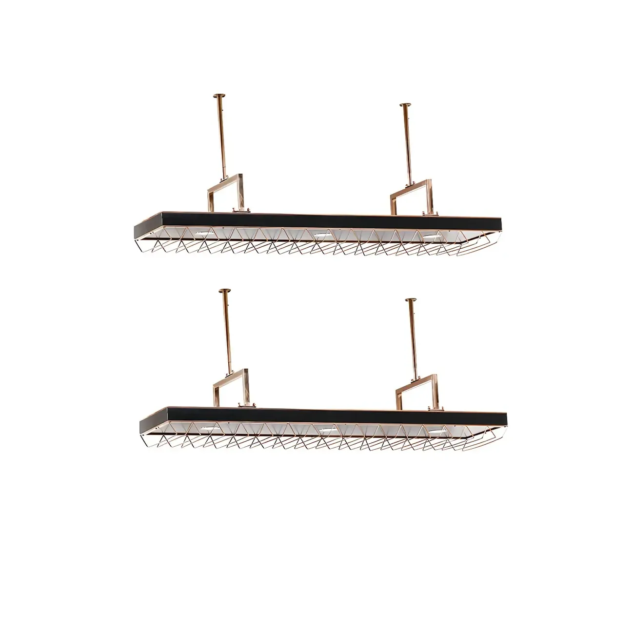 Elegant Black Hanging Wine Rack with Glass Holder