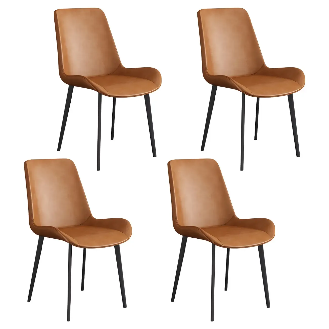Sloped Armless Leather Upholstered Parsons Dining Chair