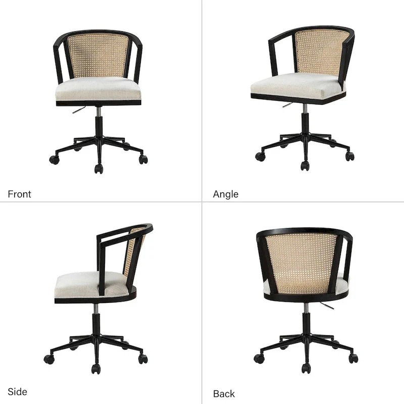 Modern Rattan Swivel Height Adjustment Office Chair