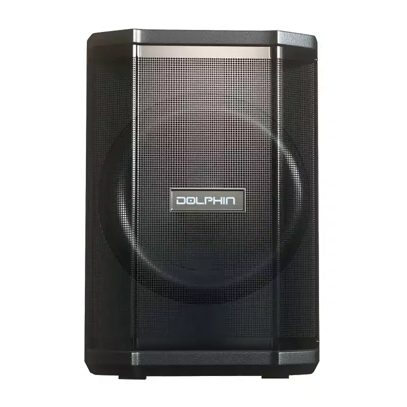 Dolphin Audio Tilt 880 Rechargeable 8-In. Portable Bluetooth Party Speaker with Tilt Function, LED Light Ring, Wireless Microphone, and Remot...