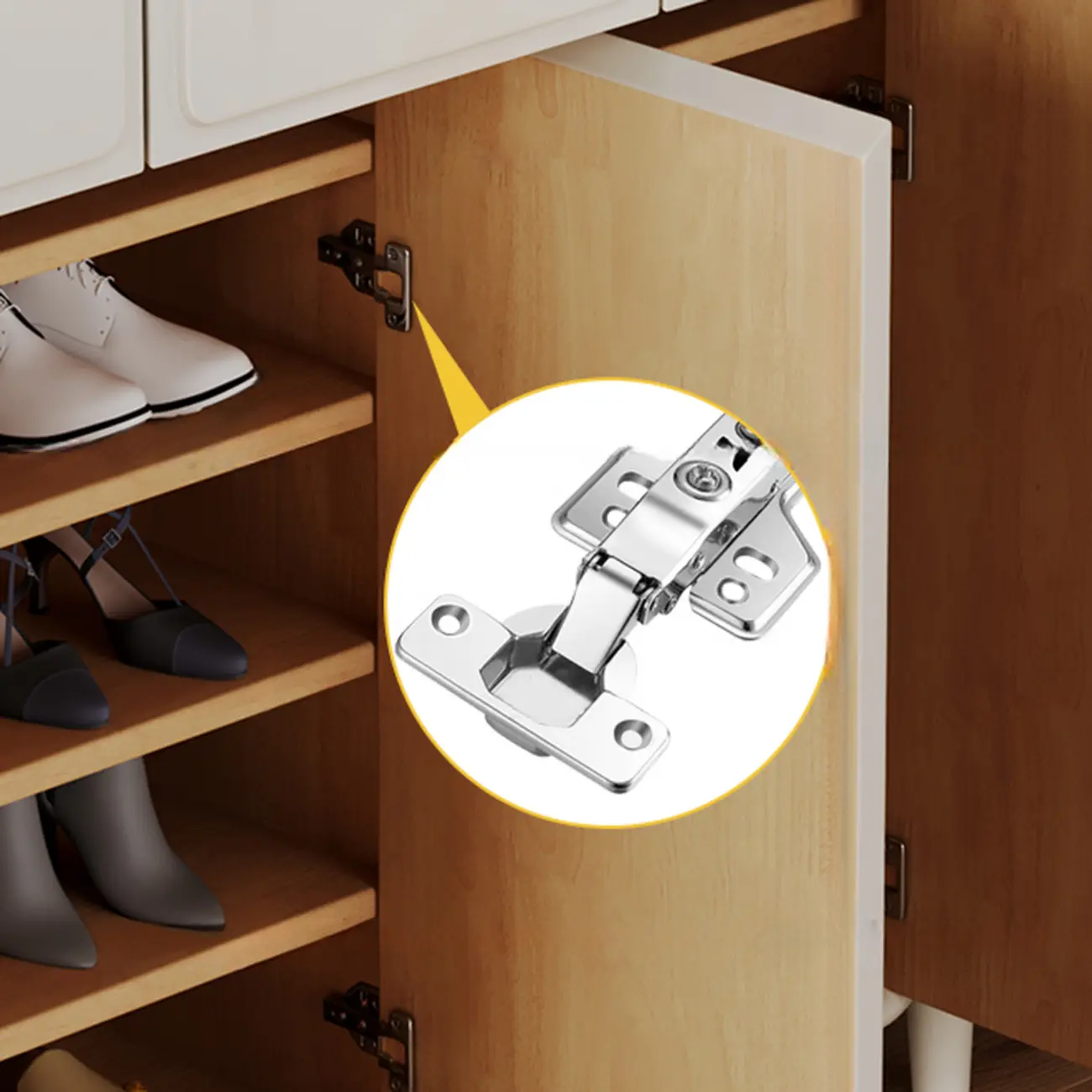 Entryway Solid Wood Shoe Cabinet in White