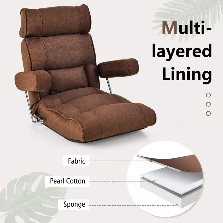 Adjustable Folding Sofa Chair with 6 Position Stepless Back - 31.5x 28.5 x 29.5