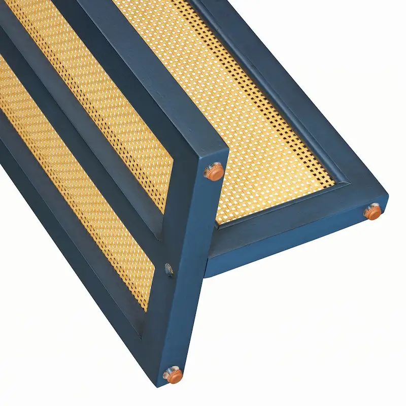 Farmhouse Rattan Console Table Entryway Table,Navy