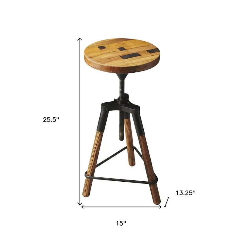 Reclaimed Wood Revolving Bar Stool