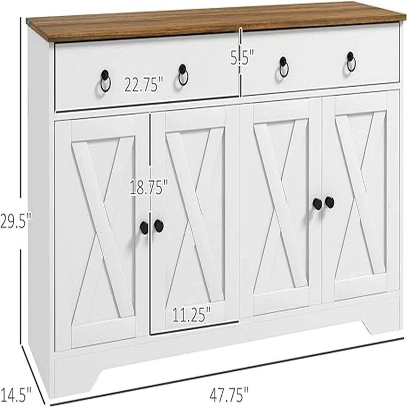 Buffet Sideboard Cabinet - 14.5D x 47.75W x 29.5H