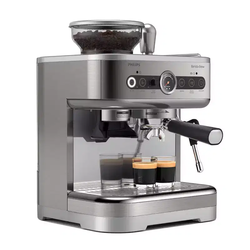 Philips Barista Brew Semi-Automatic Espresso Machine with Milk Frother, Stainless Steel: 2-Year Warranty, 1350W, Dishwasher-Safe Parts
