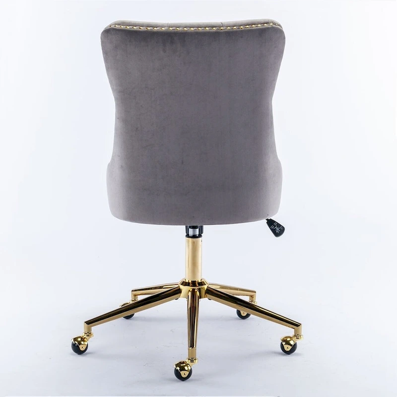 Office Chair with Wheels, Adjustable Height, Velvet Upholstered Tufted Button Computer Desk Chair Swivel