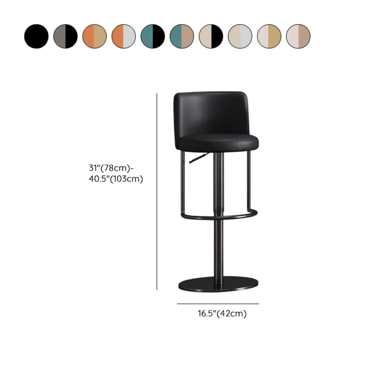 Modern Stainless Steel Swivel Bar Stool Adjustable Height