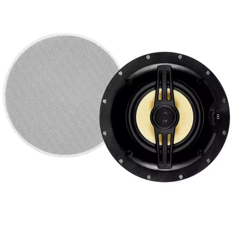 Monoprice 2-Way Aramid Fiber Back Ceiling Speakers - 6.5 Inch - Black With Covered Crossover (Pair)