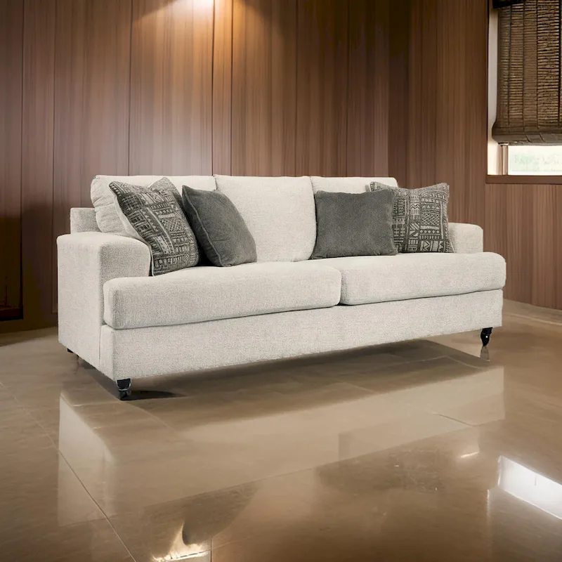 Beige / Black / Gray Chenille 3-Seat Sofa, 96