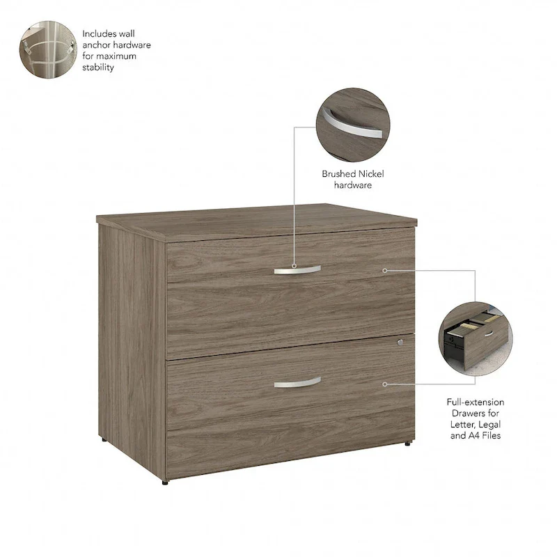2-Drawer Lateral File Cabinet with Open Shelves