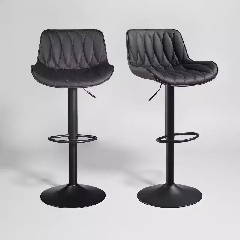 Art Leon Set of 2 Mid-century Modern Faux Leather Swivel and Height Adjustable Barstool