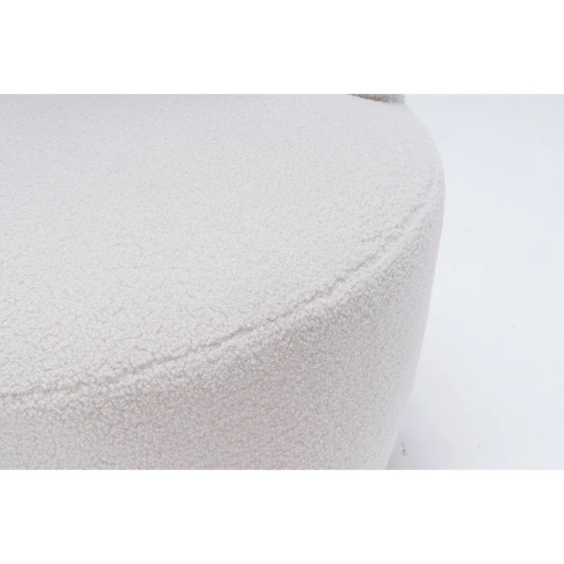 360° Swivel Barrel Accent Chair – Soft Teddy Fabric, Ergonomic Backrest