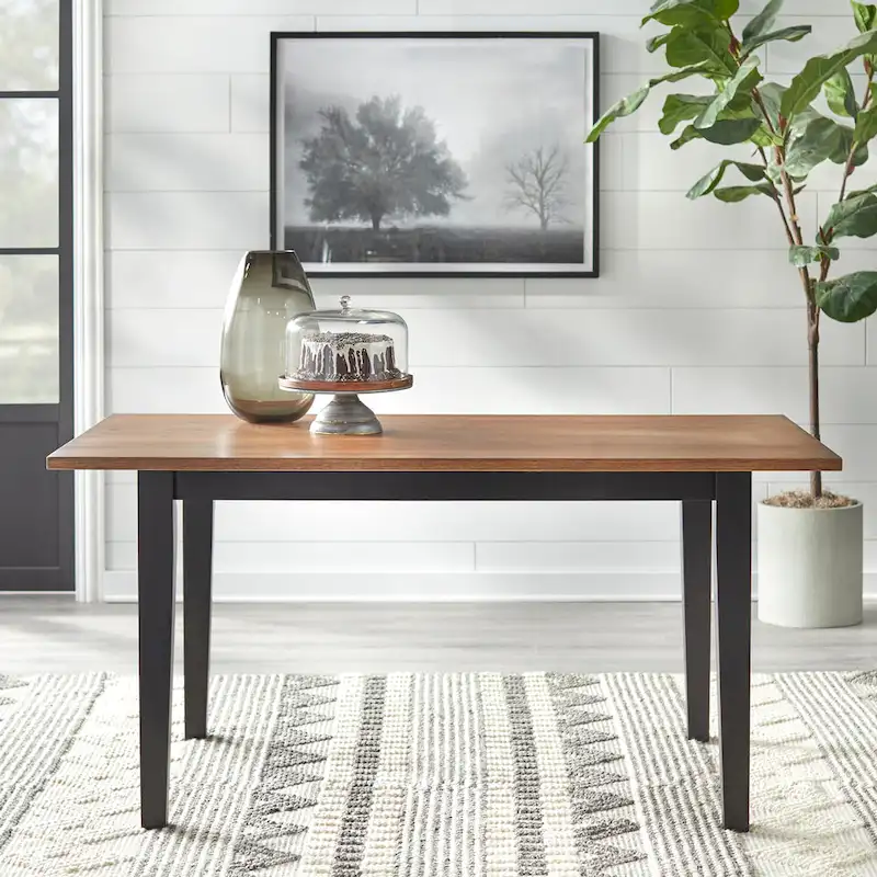 Driftwood & Black Farmhouse Dining Table for 6