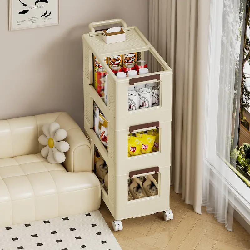 3-Tier Mobile Kitchen Cart with Lockable Wheels