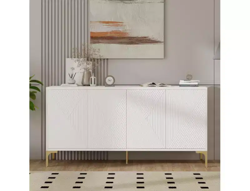 59 Buffet Cabinet with Storage, Kitchen Sideboard Console Table, 4-Door Storage Cabinet with Adjustable Shelves for Entryway, Living Room, Kitchen