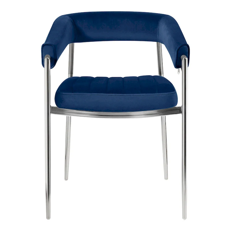 Velvet Dining Chair Arm Chair with Chrome Metal Legs