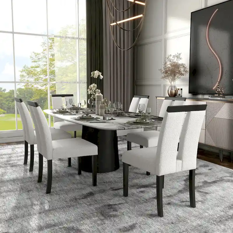 Lumina Modern White Upholstered Dining Chairs