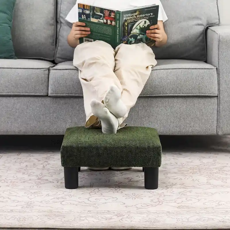 Adeco Ottoman Upholstered Fabric Footrest Pet Steps Dog Stair Stool