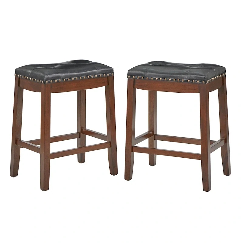 Simple Living Lonnie 24-inch Padded Counter Height Saddle Stools (Set of 2)