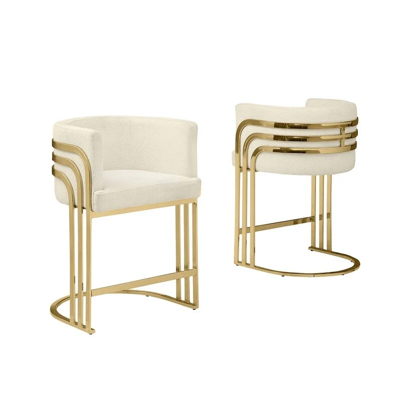 Best Quality Furniture Teddy Fabric Barstool with Gold Chrome Base (Set of 2) - N/A