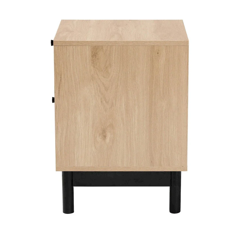 Light Brown and Black 2-Drawer End Table