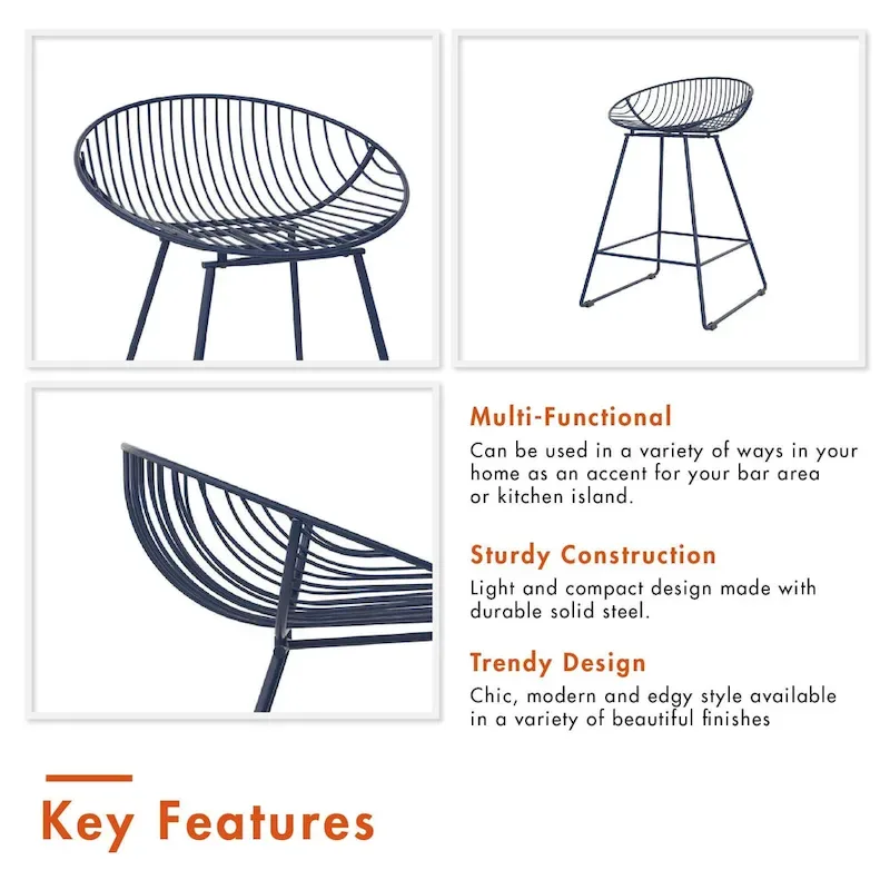 CosmoLiving by Cosmopolitan Ellis 24  Metal Counter Height Bar Stool