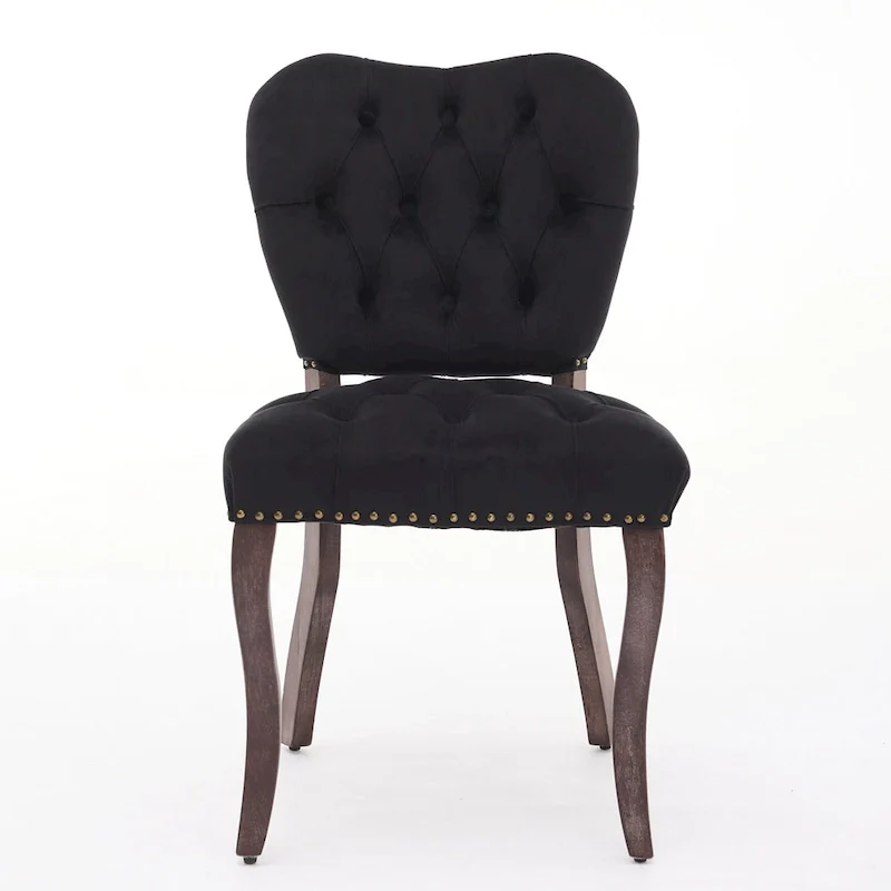 Velvet Tufted Dining Chairs Set of 2 with Wooden Legs