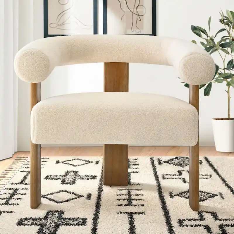 Cream Boucle Accent Chair - Single Seat
