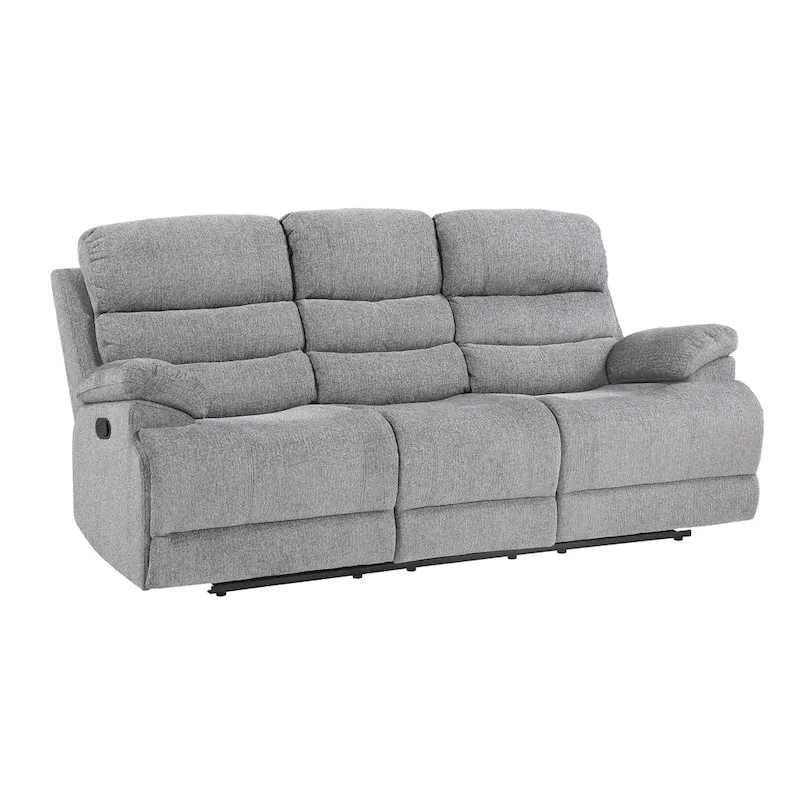 Gray Chenille Manual Double Recliner Sofa, 2-Seat