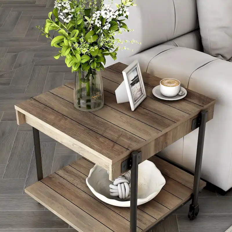 Hyssop Farmhouse 24-inch Steel 1-Shelf End Table by Furniture of America