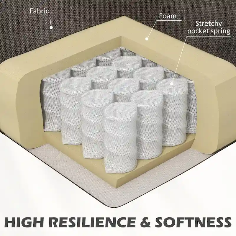 HOMCOM 61  Loveseat Sofa, Mid Century Modern 2 Seater Small Couch with Nailhead Trim, Rolled Arm, Fabric Upholstered Love Seat