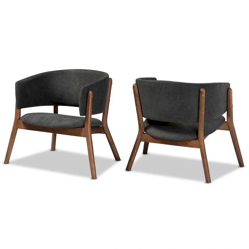 Baron Mid-Century Modern 2-Piece Living Room Accent Chair Set