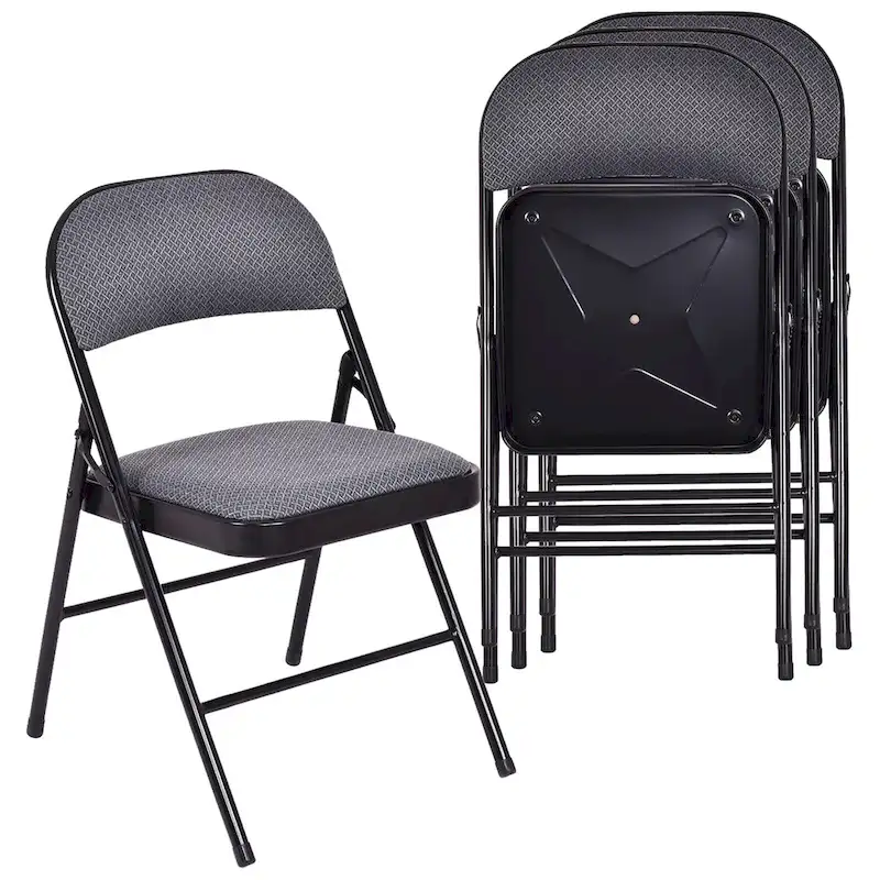 4 PCS Folding Chairs with Metal Frame Portable Chairs with Padded Seat