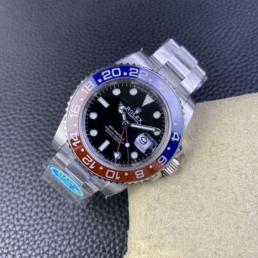 Rolex GMT-Master II Pepsi replica with Dandong 3285 movement and protective wrapping