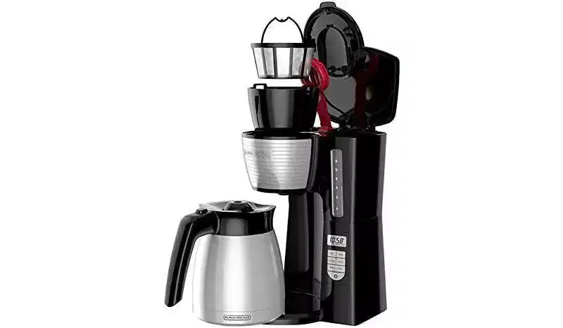 BLACK+DECKER 12-Cup Thermal Programmable Coffee maker, Brew Strength Selector, Auto-clean, Black and Silver