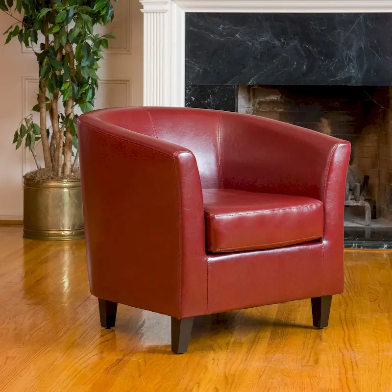 Oxblood Red Bonded Leather Tub Club Chair by