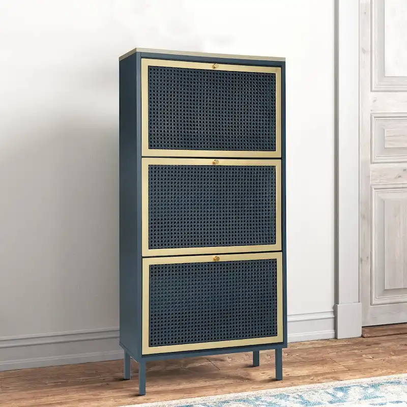 Classic Vintage Storage Shoe Cabinet with 3 Flip Drawers